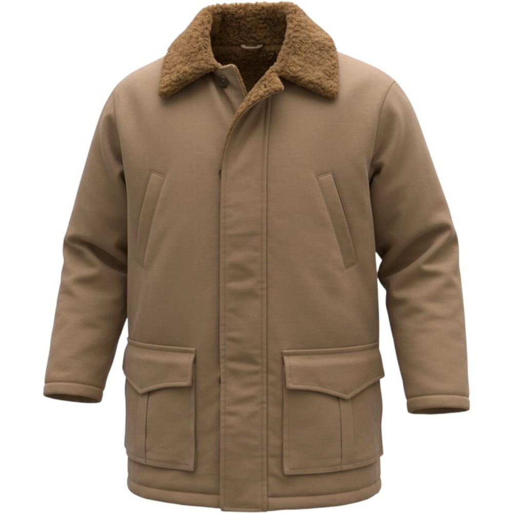 Vintage 70s Vanderbilt Western Ranch Coat Tan Faux Fur Lined Canvas Jacket Mens